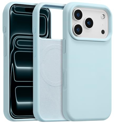UCASONG Magnetic Liquid Silicone Case for iPhone 17 Pro Max, Sky Blue | 6.9Inch, Compatible with MagSafe, Cute Plain Solid Color Slim Case, Soft Smooth Matte Shockproof Protective Cover