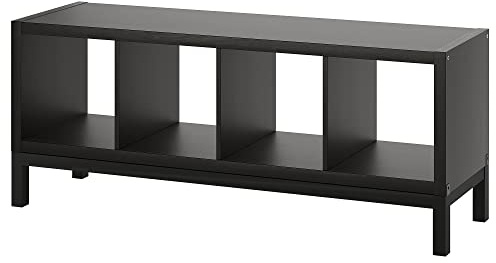 KALLAX Regal mit Untergestell, schwarz-braun/schwarz, 147x59 cm