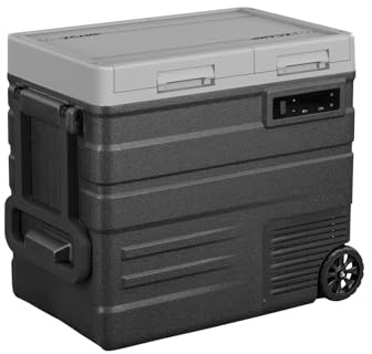 zcamp Kühlbox UD55 12 V fürs Auto, mit zwei Zonen und Rädern, 52 QT (49,1 l), elektrischer tragbarer Kühlschrank, 12 V Kühlschrank, 12 V Kühlschrank mit 20 °C, 12/24 V DC 100-240 V AC für