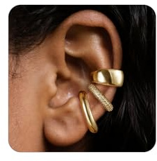jagosen 3Pcs Ear Cuff Set für Damen Fake Helix Knorpel Ohrringe mit Zirkonia,Fake Ohrringe Ohne Ohrloch,Versilbert Ohrklemmen,Fake Piercing Earcuff