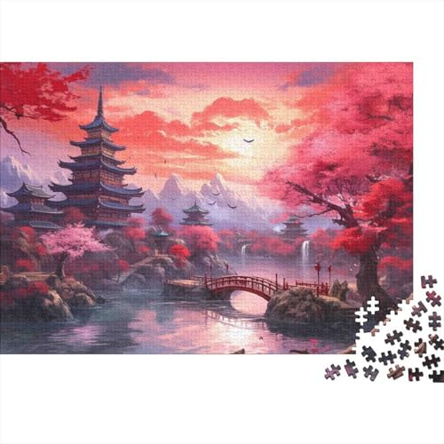Anime Landscape Temple Jigsaw Puzzles Puzzles for Adults Kids. 1000 Piece Great Gifts Challenge Toy Educational Game Home Decoration for Adults& Kids Age 14 Years Up 70x50cm/1000pcs