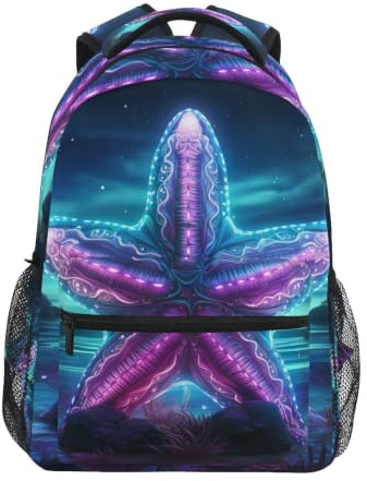 KAAVIYO Stella Di Cristallo Viola Stella Marina Zaino per Bambini Studente Scolastico Zaino da Bookbag Borsa Del Libro per Viaggio Teenager Ragazze Ragazzi Capretto