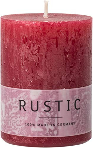 safe candle Rustic Kerze selbstverlöschend, 4 Stück, Höhe 8cm / Ø 6cm, 25 Std. Brenndauer (Rubin)