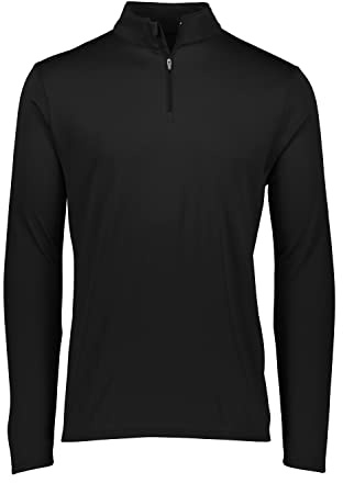 Augusta Sportswear Men's Attain Light Weight Wicking Knit 1/4 Zip Pullover - Moisture-Wicking Athletic Performance and Comfort Wear Black 2XL