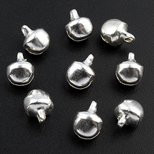 Perlin - 500 Glöckchen Glocken Schellen 8mm mit Öse Rund Silber Farbe Basteln Metallglöckchen, Mini Anhänger M59 x2