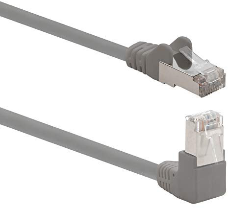 1aTTack.de 366217 Câble réseau Cat.6 angle 90 degrés 5m - gris - 1 pièce - Câble patch Cat6 (SFTP PIMF) 1000Mbit/s connecteur Rj 45-1 x 5m mètre gris