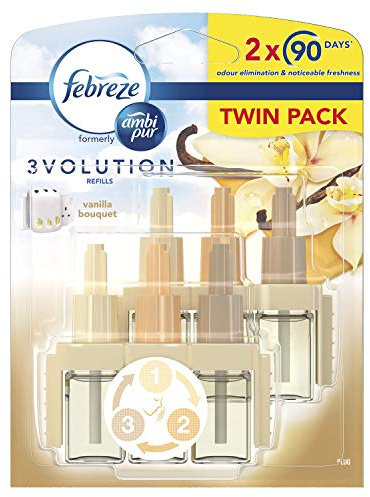 Ambi Pur 3Volution Lufterfrischer Nachfüllstecker 40 ml Vanille Bouquet, 3 abwechselnde Düfte zur Beseitigung von Gerüchen