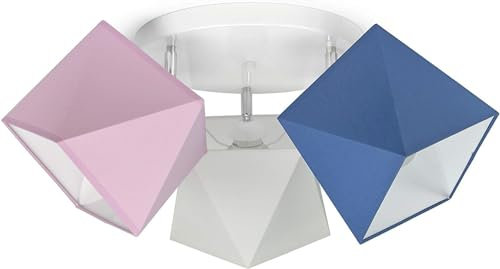 FKL DESIGN Home Deco Deckenleuchte Deckenlampe Kinderleuchte Kinderlampe Leuchte Lampe mehrfarbig Stern Metall 230V (N149-G3 Glatt, Rosa-Weiß-Blau)