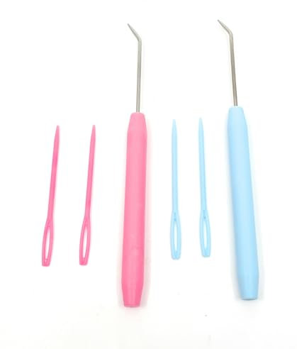 Loom Hook & Plastic Needle Pink or Blue for Loom Knitting Spare Tool (Set of 2 Pink & Blue)