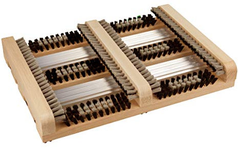 kaufMAX Schuhputzer/Schuhabstreifer Logan II (36x27x5) der perfekte Fussabtreter aus Buche mit PVC-Borste und Aluminiumbeschlag für innen und außen in TOP-Qualität