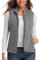 LONGKING Damen Weste Leicht Stehkragen Weste Steppweste mit Reißverschluss Ärmellose Oberteile Tops Coat Jacke Outdoor Grau L