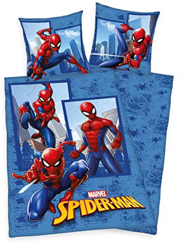 Marvel Spiderman Bettwäsche 80x80 + 135x200cm 100% Baumwolle mit Reißverschluss