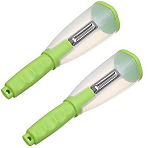 Hovico 2Pcs Vegetable Peeler with Container Stainless steel multi-function storage type peeling knife with barrel It is Used for Peeling and Shredding all Kinds of Vegetables and Fruits