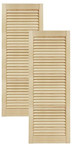 DecoMeister Lamellentüren aus Holz Massivholz Lamellentür Holztür Schranktür mit offenen Lamellen für Kleiderschrank Möbelfronten 394x1100 mm 2-er Pack