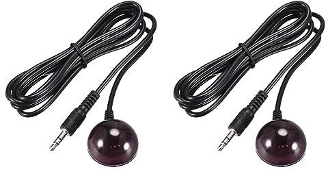 sourcing map 2pcs IR Infrarrojos Receptor Extensor Cable 3.5mm Enchufe | 4.9FT Largo 26FT Recepción Distancia Negra Grande Redonda Cabeza