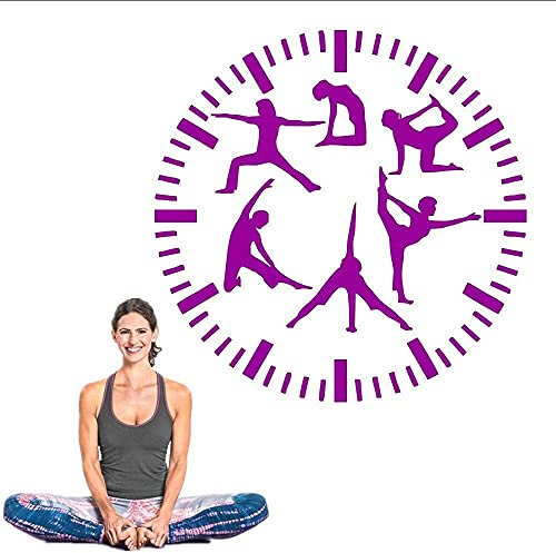 Fitness Orologio Da Parete In Vinile Decalcomanie Palestra Adesivi Murali Sport Yoga Decorazione Della Casa Soggiorno Murale Casalinghi Design 57 * 57 Cm