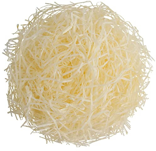 DIYASY Milk White Shredded Paper,7 Oz Raffia Grass Crinkle Cut Paper for Easter Basket Filler and Gift Box Packaging Decoration