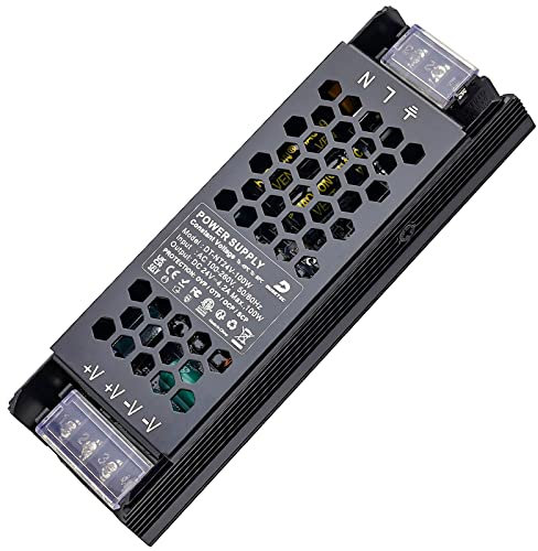 DUSKTEC LED Trafo 100W 24V Treiber 4,17A, LED Transformator AC 220 230V auf DC 24 Volt, LED Netzteil Driver Slim Metall mit 2 Ausgänge, Konstantspannung 24V Output für Cob Streifen Band