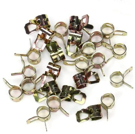 25Pcs 1/4 Spring Hose Clips,1/4 Fuel Line Hose Clamp Water Pipe Air Tube Silicone Vacuum Hose Clamp Fastene, Universal Spring Action Lawn Mower