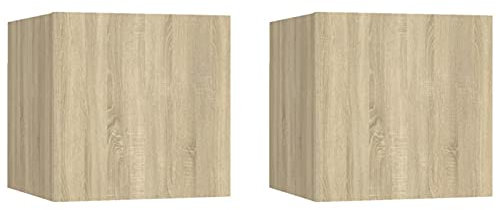 Tidyard 2 STK. Wandschrank Hängeschrank Aufbewahrung Oberschrank Aktenschrank Spanplatte Sonoma-Eiche 30,5x30x30 cm