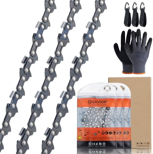 Qiaomiao 3 Stück 30cm Sägekette 3/8LP 1,1 mm 44 Treibglieder, Rückschlagsarme Kette kompatibel mit Stihl MS170 MS171 MS192T - 3610 000 0044