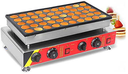 CAJOLI 50 Muffin Maker, 1600W Waffle Maker, Adjustable Temperature Control Inch Commercial Non Stick Stainless Steel Causeway