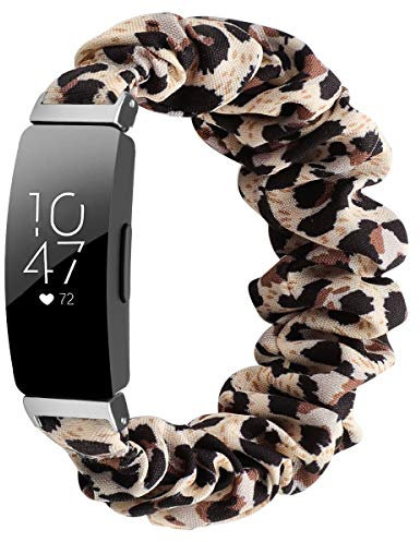 SABSEN Scrunchie Armband für Fitbit Inspire/Inspire HR/Inspire 2, Scrunchie Armband Elastic Watch Band Damen Mädchen bedrucktes Stoffarmband Kompatibel mit Fitbit Inspire/Inspire HR/Inspire 2 (S,G)