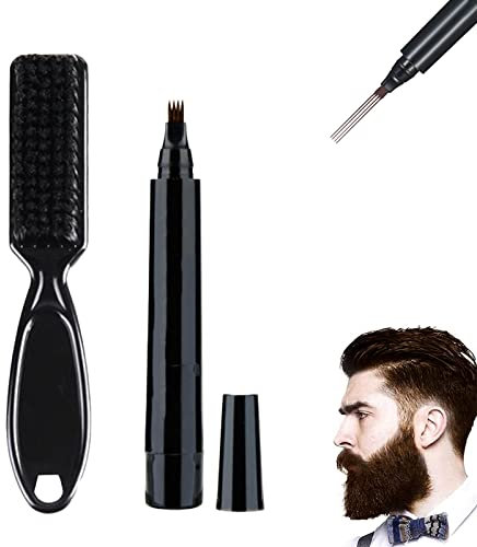 Kit de Bolígrafo de Relleno para Barba, Relleno de Lápiz de Barba para Hombres con Cepillo, Impermeable y Duradero, Kit de Bolígrafo Relleno de Barba para Bigotes y Cejas, Marrón oscuro