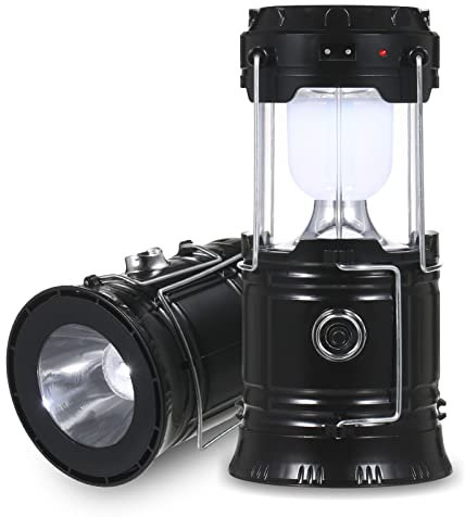 Lixada LED Campinglampe Solar, Tragbare LED-Campinglaterne, Ausziehbar Camping Laterne USB Aufladbar, Campingzelt Lampen Notlicht für den Innen- und Außenbereich für Wandern, Angeln, Ausfälle
