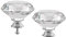Cabinet Knobs Crystal 4PCS 50mm Clear Glass Diamond Shape Drawer Knobs Diamond Cabinet Dresser Pulls Door Knobs Cupboard Wardrobe Handles for Kitchen Office Cupboard Dresser Drawers (4 PCS, Silver)
