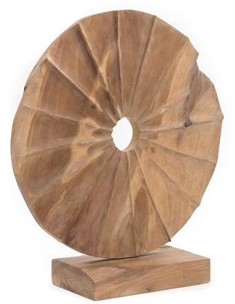 CREEDWOOD Holz SKULPTUR Circular II | Teakholz, 46 cm | Runde Deko Skulptur, Wurzelholz Figur, Teakskulptur, Natur Holzskulptur, Wurzelholz Skulptur, Holz Statue