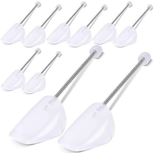 MOYKSRR Lot de 5 Paires Embauchoirs en Plastique, D'embauchoirs en Plastique à Longueur Réglable, Embauchoirs Chaussures avec Ressort Spirale, Taille Adaptable 39-47, Transparent