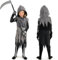 BARVERE Costume da ragazza con falce di Halloween, catena, calze e guanti, costume di Halloween per bambini, per Halloween, cosplay, vestito, feste, XL