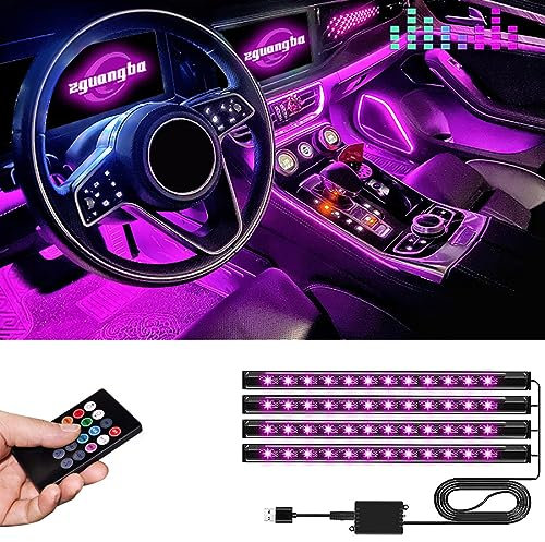 Car LED Interior Lights,Car LED Strip Light with,8 Colors Music Sound-activated Lighting,USB Port Charger Light Bar.