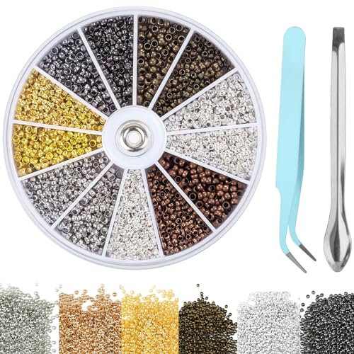 2400 Stück Perlen für Armbänder,Perlen Set zum Auffädeln,Schmuck Selber Machen Set für Freundschaftsarmbänder Selber Machen,DIY-Armbänder,Halsketten,Geschenk,Sechs Farben
