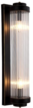 NICRX 60 cm Schwarz Kristall-Wandleuchte,Kristallglas Wandlampe für Schlafzimmer Wohnzimmer,Flur, Treppen, Hotel Innenbeleuchtung Festverdra (Schwarz)