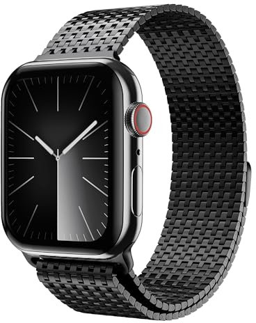 LULULOOK Pulsera milanesa compatible con Apple Watch 49mm,46mm,45mm,44mm,42mm,41mm,40mm,38mm,acero inoxidable de,pulsera de metal para iWatch Ultra 2 Ultra Series 10 9 8 7 6 SE 5 4 3 2 1