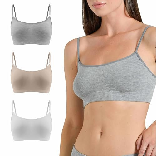 Risalti Reggiseno Senza Ferretto Bamboo Spalla Stretta 3 pz - Bralette Donna Senza Cuciture ed Etichette, Reggiseno Donna in Viscosa Elasticizzata, Brassiere, Top Morbido, Intimo - Made in Italy
