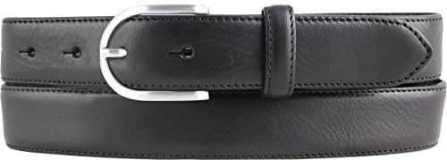 BELTINGER Hochwertiger Damengürtel aus Vollrindleder mit runder Gürtelschließe 3,0 cm | Bombierter Ledergürtel Damen 30mm | Damen-Gürtel made in Italy | Schwarz 110cm