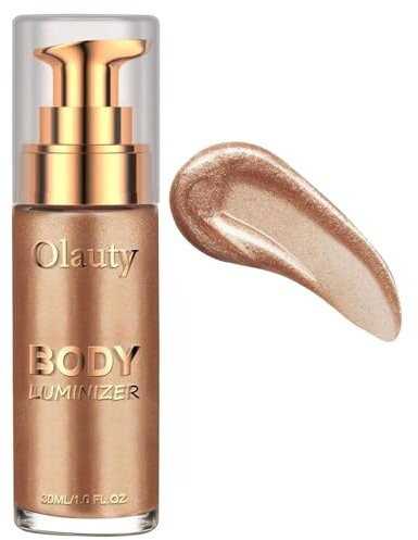 TITIMORE Body Shimmer Oil Illuminante per il corpo impermeabile Illuminante liquido per il trucco Idratante Lozione illuminante luminosa per viso e corpo Illuminante luminoso e luminoso (Oro rosa #01)