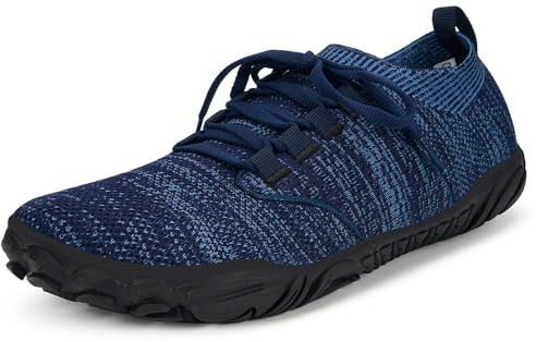 Knit Barefoot Minimaliste Uomo Donna Scarpe a Pianta Larga Scarpa da Trail Running Camminata con Zero Drop Soles Leggere Blu Scuro 39