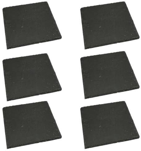 Set di 6 piatti in ardesia, 20 x 20 cm, colore nero antracite – sottobicchieri in ardesia come piatto da portata, vassoio decorativo, piatto da portata, piatto per sushi, piatto decorativo in pietra