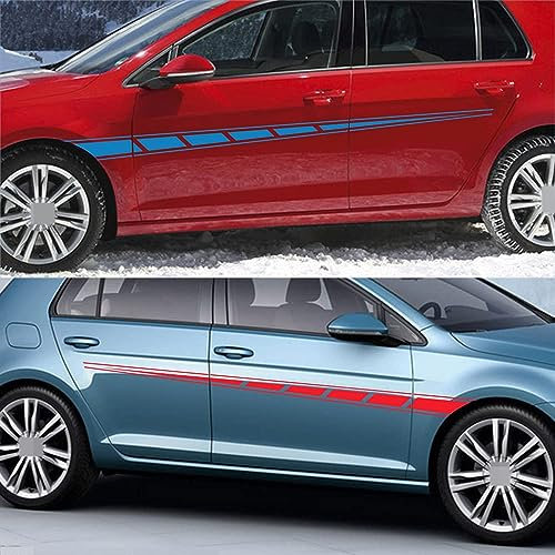 Karosserie Kofferraum Dekoration Aufkleber Taille Linien Aufkleber Tür Seitendekor Aufkleber für GTI MK7 MK5 MK6 MK4,D-Blue