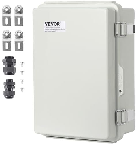 VEVOR Elektrischer Anschlusskasten 430 x 330 x 180 mm, Elektrogehäusekasten aus ABS-Kunststoff mit Scharnierdeckel, Edelstahlverschluss, IP67 staubdicht wasserdicht für Elektroprojekte