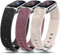 Minyee 3 Packungen kompatibel mit Fitbit Luxe Armbänder für Damen, weiches Silikon, florales Gravur, Sportarmband, ausgefallenes Löwenzahn-Armband, Ersatz für Fitbit Luxe, Schwarz + Violett Smoke +