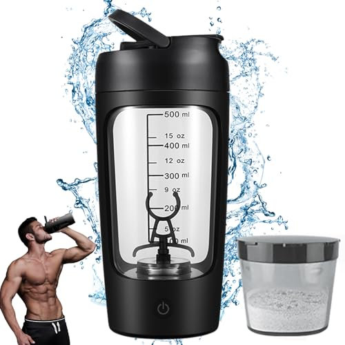Binggunyo Scolapasta proteica elettrica portatile mixer vortex ricaricabile per fitness sport durevole bottiglia shaker shaker per frullati proteici e frullati pasti senza BPA (nero)