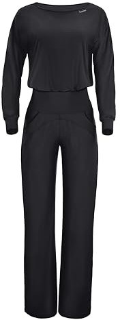 Winshape Damen Functional Comfort Jumpsuit JS101LSC, Comfort Style, Fitness Freizeit Yoga Pilates, Schwarz
