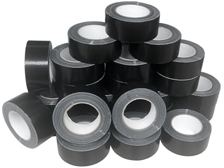 Kortpack | Duct Tape Schwarz | 50 mm x 50 m | 24 Rollen | Starkes und Vielseitiges Klebeband für Reparaturen, Bau und Industrie | Reperaturklebeband | Panzerklebeband