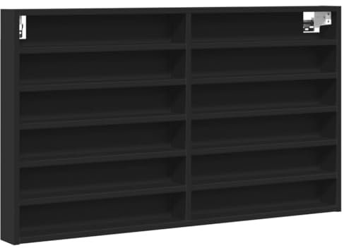 vidaXL Vetrina da collezione, 12 ripiani, vetrina sospesa, mensola da parete per soggiorno, vetrina in vetro, mensola da appendere, in legno nero