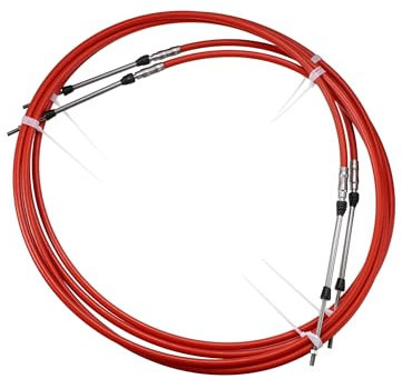 Motoforti 2pcs 10ft 118 Inch Throttle Shift Remote Control Box Cable Red Long-lasting